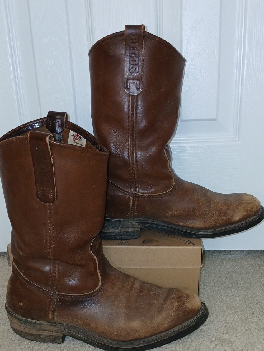 Red Wing Shoes Pecos Brown Leather Pull-On Boots Mens 8.5 D